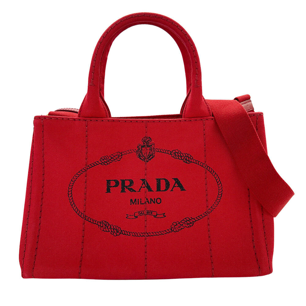 PRADA Red Canvas Shoulder Bag